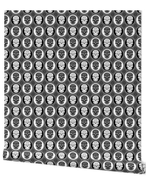 Small Black and White Skulls Calaveras Day of the Dead Dia de los Muertos Wallpaper
