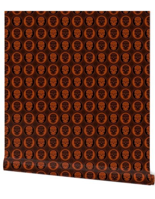 Small Orange and Black Skulls Calaveras Day of the Dead Dia de los Muertos Wallpaper