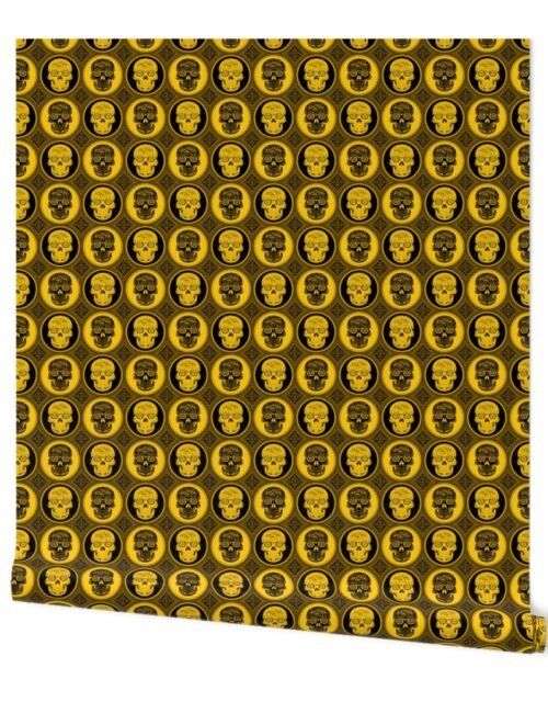 Small Yellow and Black Skulls Calaveras Day of the Dead Dia de los Muertos Wallpaper