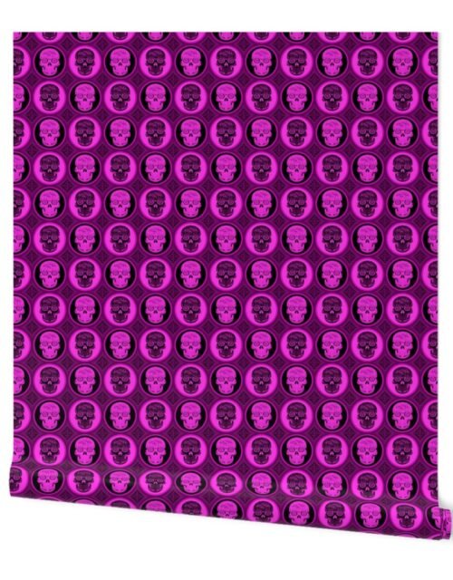 Small Bright Pink and Black Skulls Calaveras Day of the Dead Dia de los Muertos Wallpaper