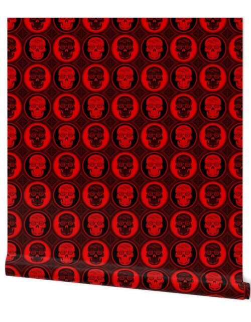 Large Red and Black  Skulls Calaveras Day of the Dead Dia de los Muertos Wallpaper