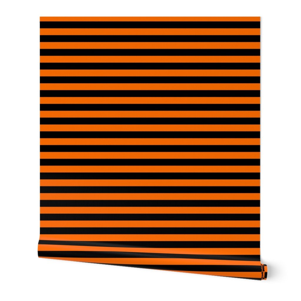 Dark Pumpkin Orange and Black Horizontal Witch Stripes Wallpaper Dark Pumpkin Orange and Black Horizontal Witch Stripes Wallpaper