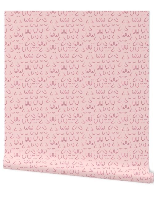 Breast Cancer Awareness Month  Boobs in Pink on Pink Hand-Drawn Outlines Wallpaper
