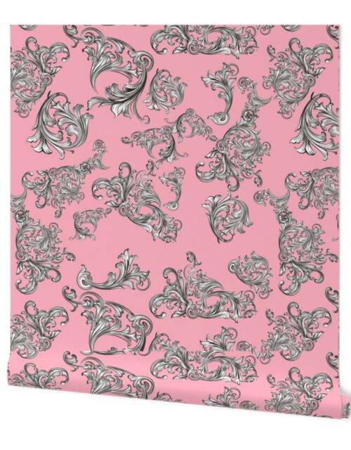 Louis Luxury Monogram Pugs on Blue Grey Wallpaper
