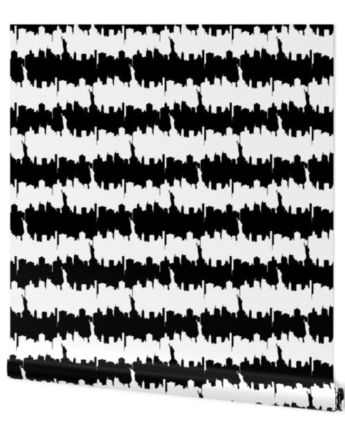 Black and White Stripes NYC New York Manhattan Skyline Silhouette Wallpaper