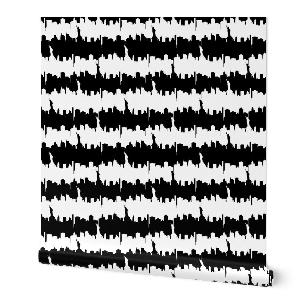 Black and White Stripes NYC New York Manhattan Skyline Silhouette Wallpaper Black and White Stripes NYC New York Manhattan Skyline Silhouette Wallpaper