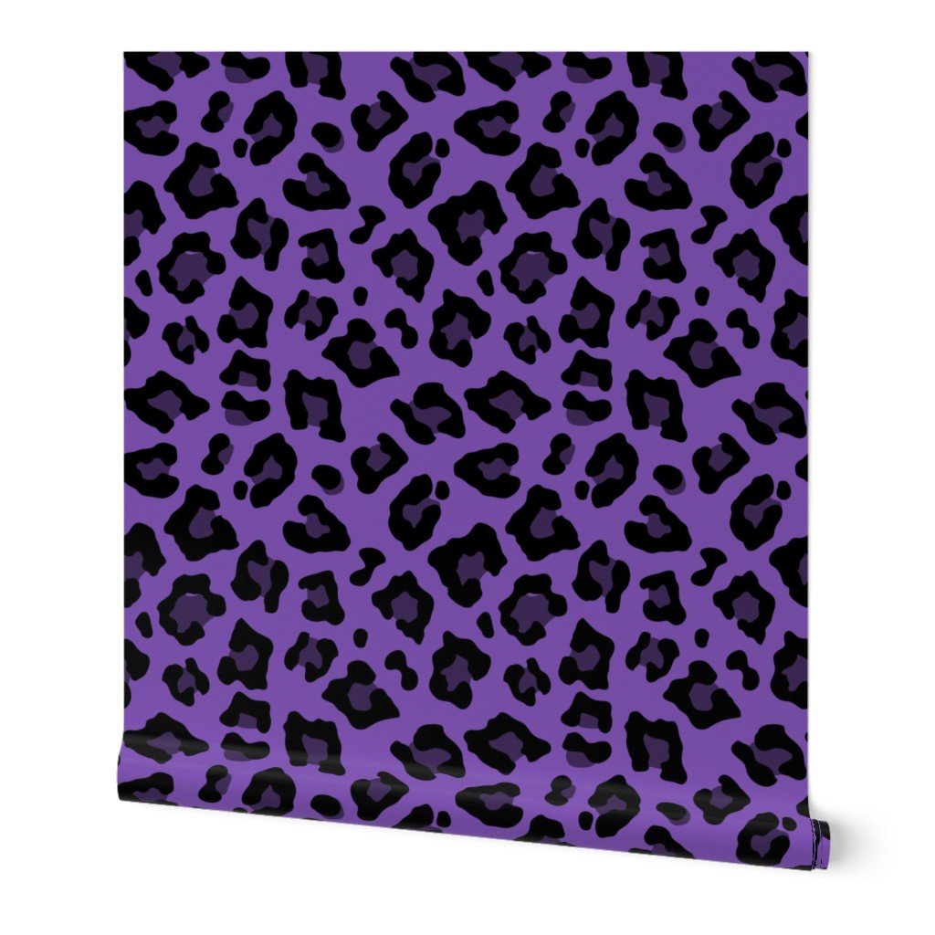 Jumbo Leopard Spots Animal Repeat Pattern Print in Purple and Black Wallpaper Jumbo Leopard Spots Animal Repeat Pattern Print in Purple and Black Wallpaper