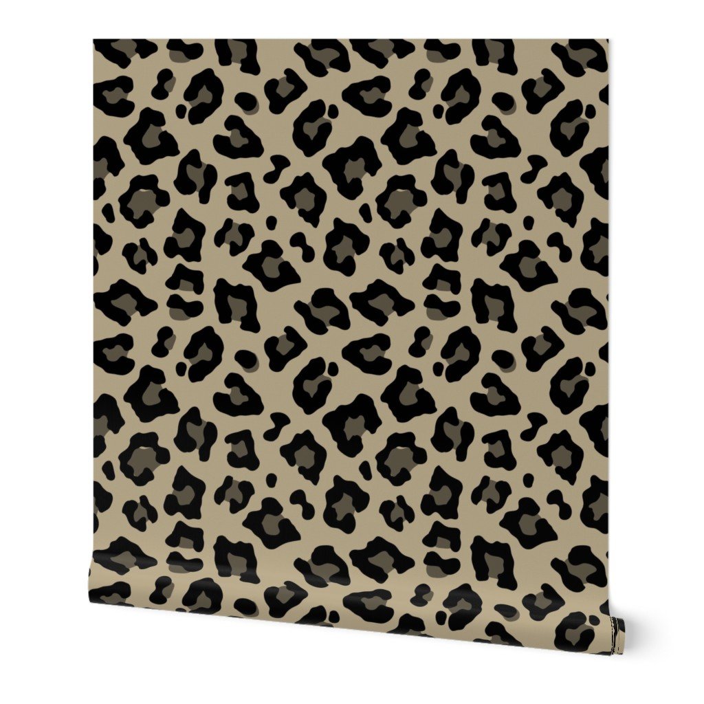 Jumbo Leopard Spots Animal Repeat Pattern Print in Tan and Black Wallpaper Jumbo Leopard Spots Animal Repeat Pattern Print in Tan and Black Wallpaper