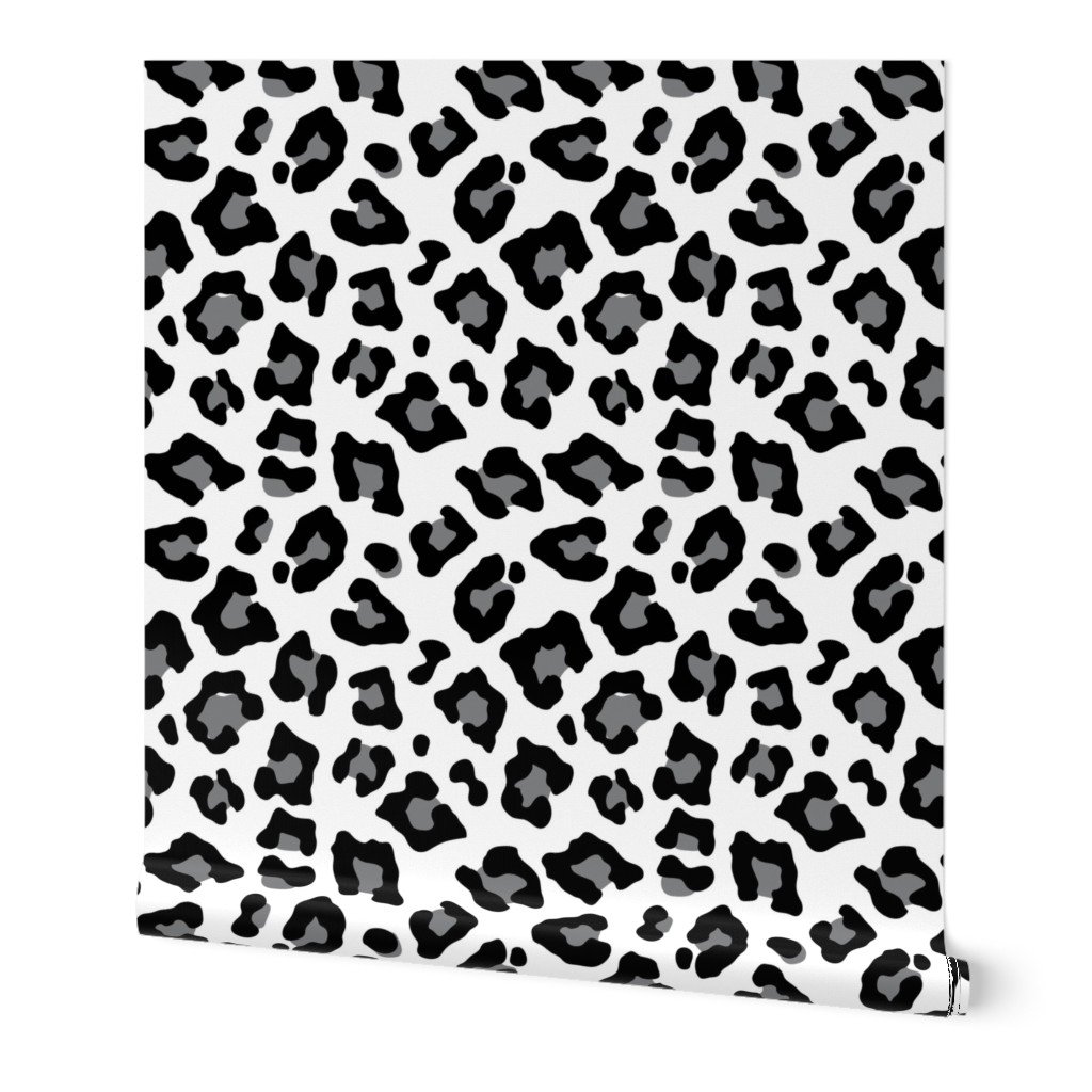 Jumbo Leopard Spots Animal Repeat Pattern Print in Grey and Black Wallpaper Jumbo Leopard Spots Animal Repeat Pattern Print in Grey and Black Wallpaper