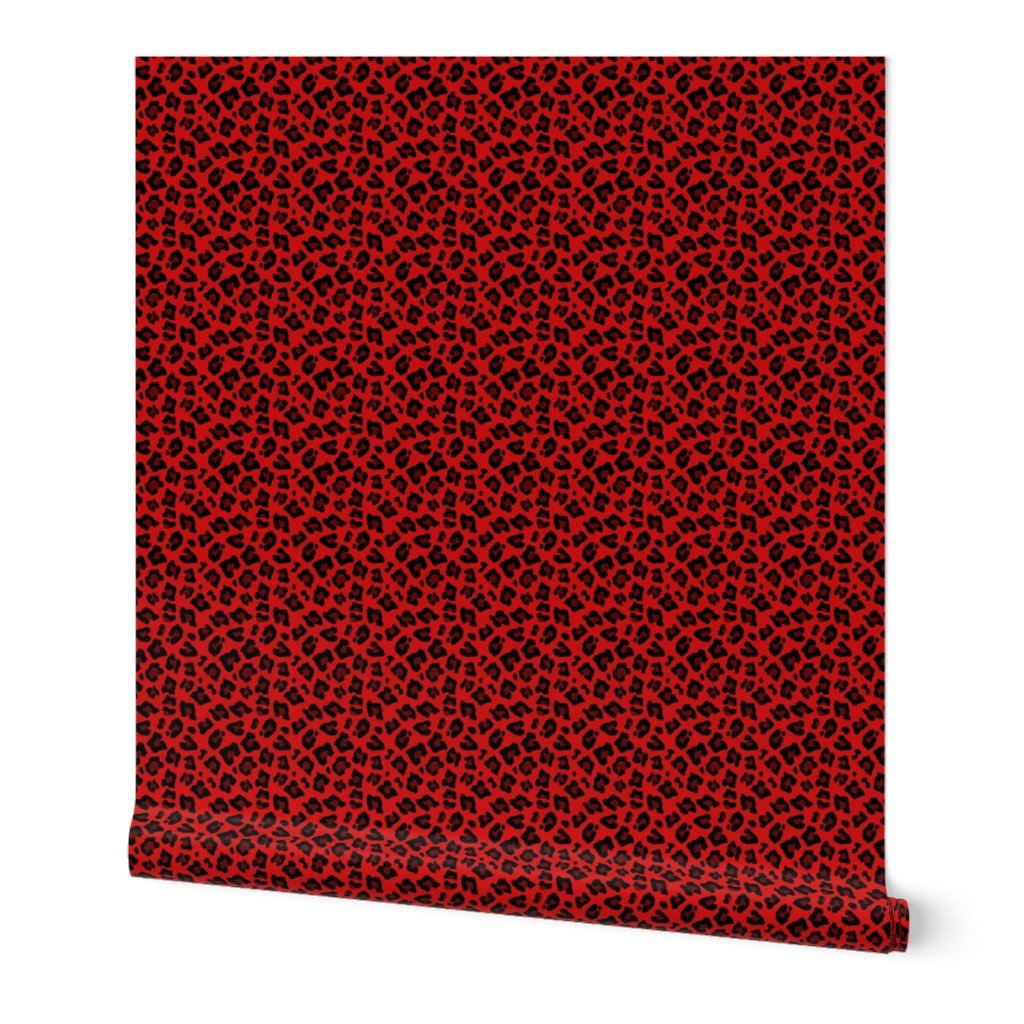 Smaller Leopard Spots Animal Repeat Pattern Print in Red and Black Wallpaper Smaller Leopard Spots Animal Repeat Pattern Print in Red and Black Wallpaper