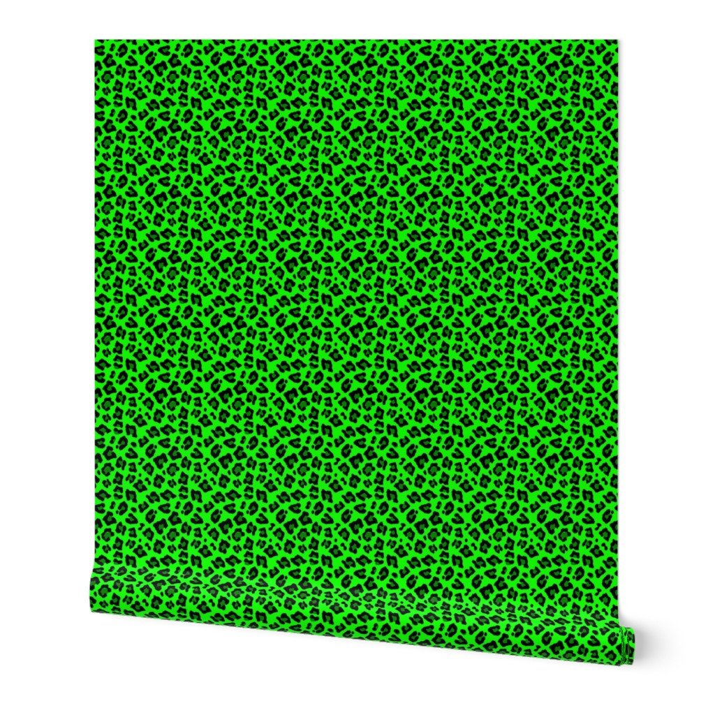 Smaller Leopard Spots Animal Repeat Pattern Print in Green and Black Wallpaper Smaller Leopard Spots Animal Repeat Pattern Print in Green and Black Wallpaper