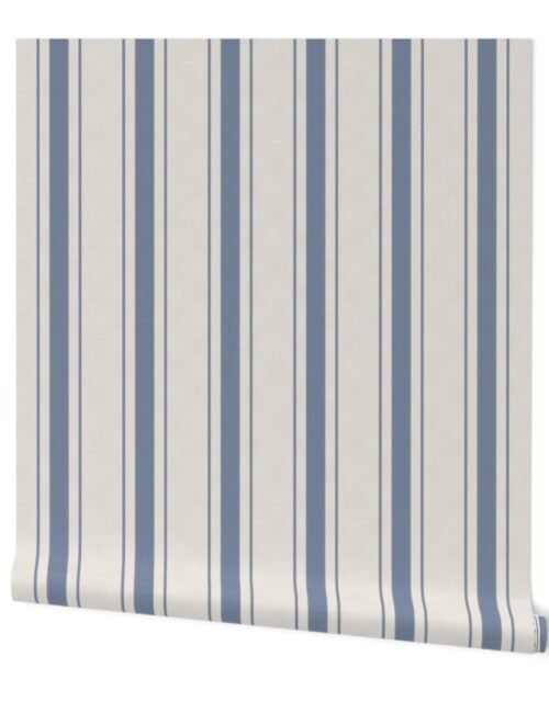 Wide Stressed Blue Denim Mattress Ticking Wallpaper