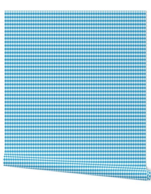 Oktoberfest Bavarian Blue and White Micro 3/4 inch Diagonal Diamond Pattern Wallpaper