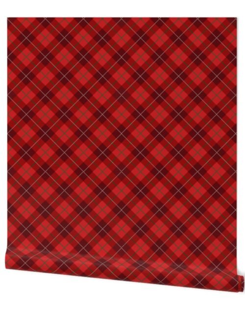 Red Green and White Seasonal Christmas Tartan Check Plaid Wallpaper