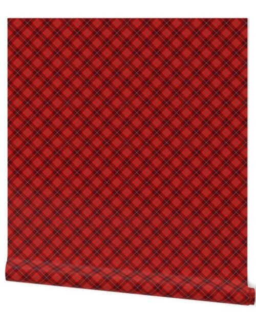 Micro Bright Red Green and White Seasonal Christmas  Tartan Check Plaid Wallpaper