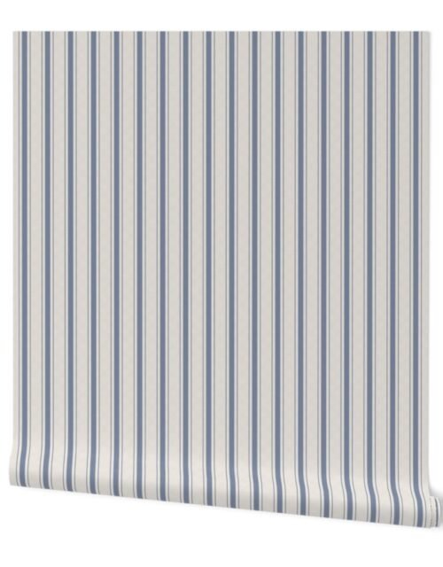 Stressed Blue Denim Mattress Ticking Wallpaper