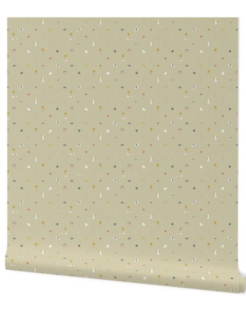 Doggy Icon 1 inch Motif Print on Beige Wallpaper