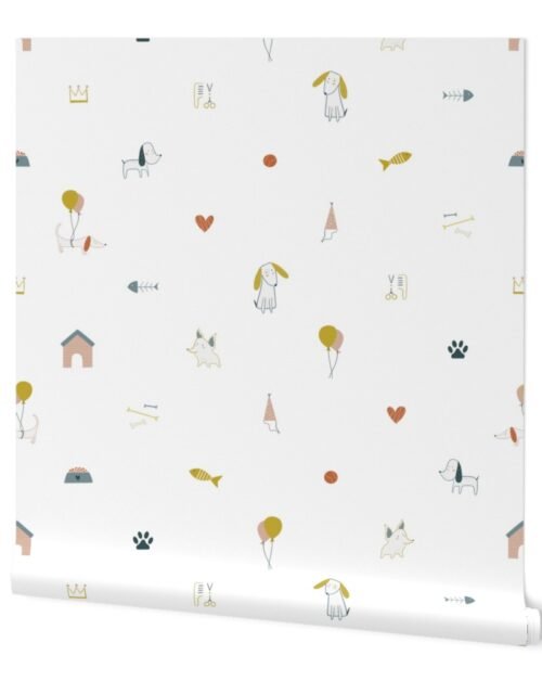Doggy Icon 2 inch Motif Print on Cream Wallpaper