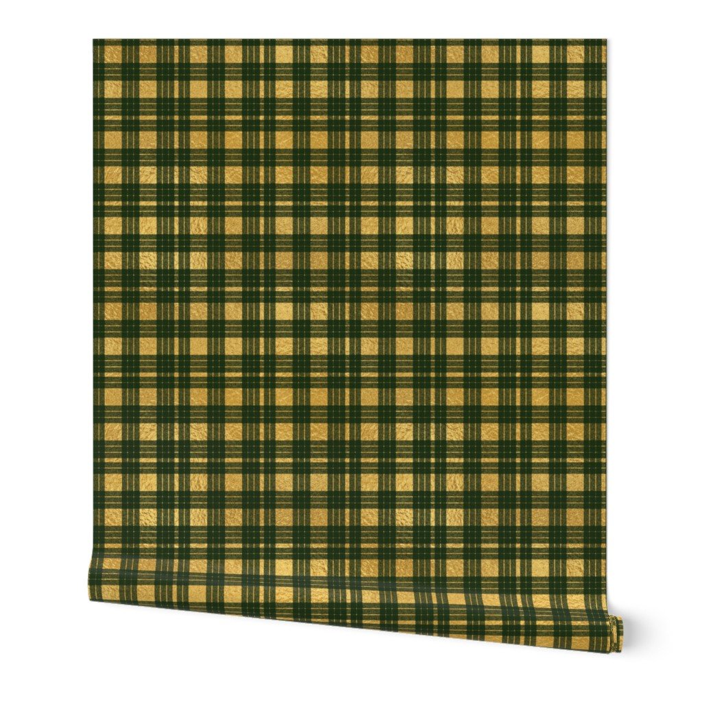 Bright Faux Gold Foil and Green MacLeod Tartan Plaid Wallpaper Bright Faux Gold Foil and Green MacLeod Tartan Plaid Wallpaper