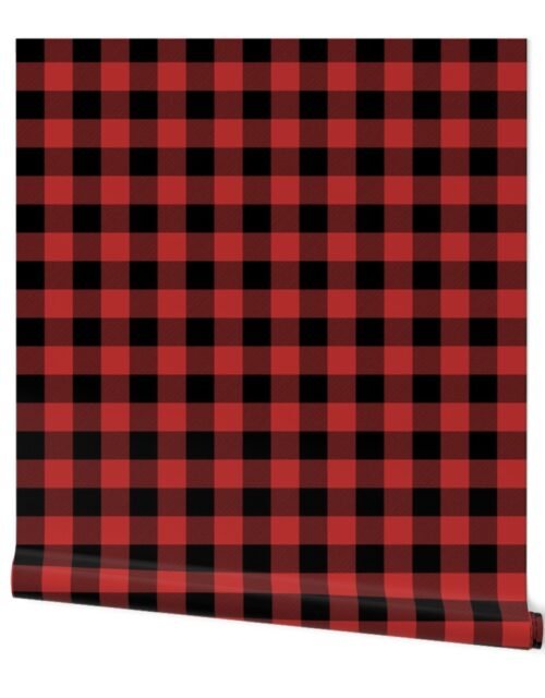 Christmas Holly Berry Red and Black Buffalo Check 3 inch Wallpaper