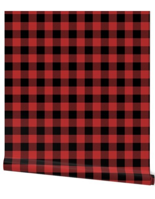 Christmas Holly Berry Red and Black Buffalo Check 2 inch Wallpaper