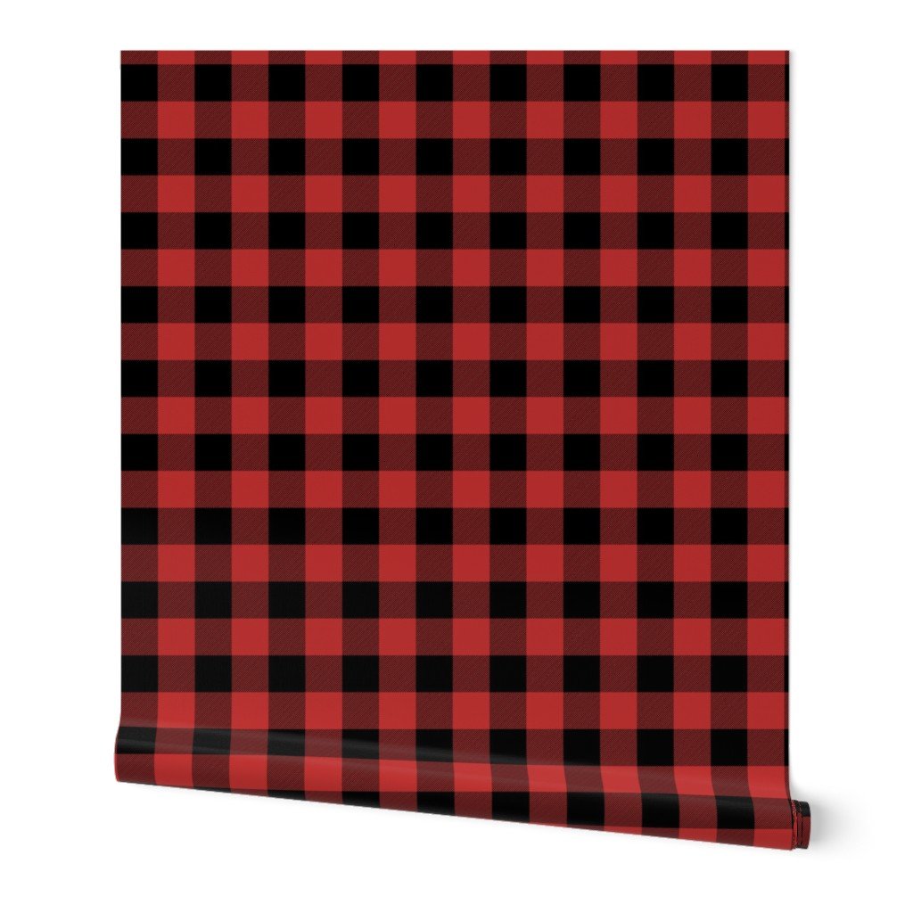 Christmas Holly Berry Red and Black Buffalo Check 2 inch Wallpaper Christmas Holly Berry Red and Black Buffalo Check 2 inch Wallpaper