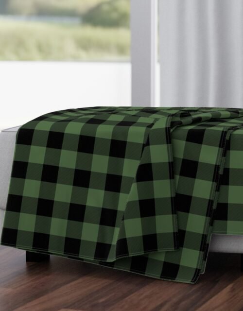 Christmas Tree Evergreen and Black Buffalo Check 2 inch Throw Blanket