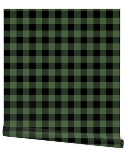 Christmas Tree Evergreen and Black Buffalo Check 2 inch Wallpaper