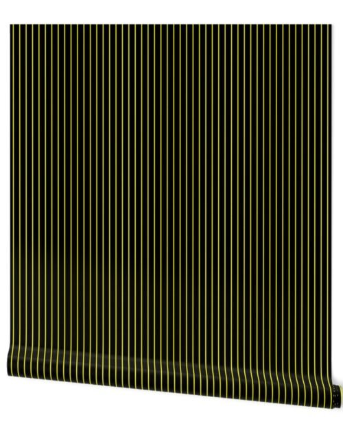 Classic 1/2 Inch Bright Yellow Pinstripe on a Black background Wallpaper