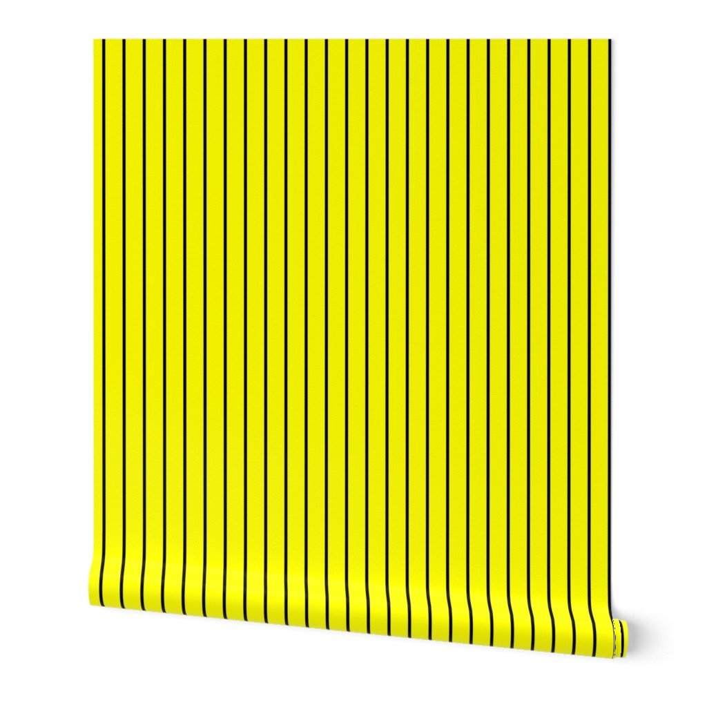 Classic wider 1 Inch Black Pinstripe on a Bright Yellow Background Wallpaper Classic wider 1 Inch Black Pinstripe on a Bright Yellow Background Wallpaper