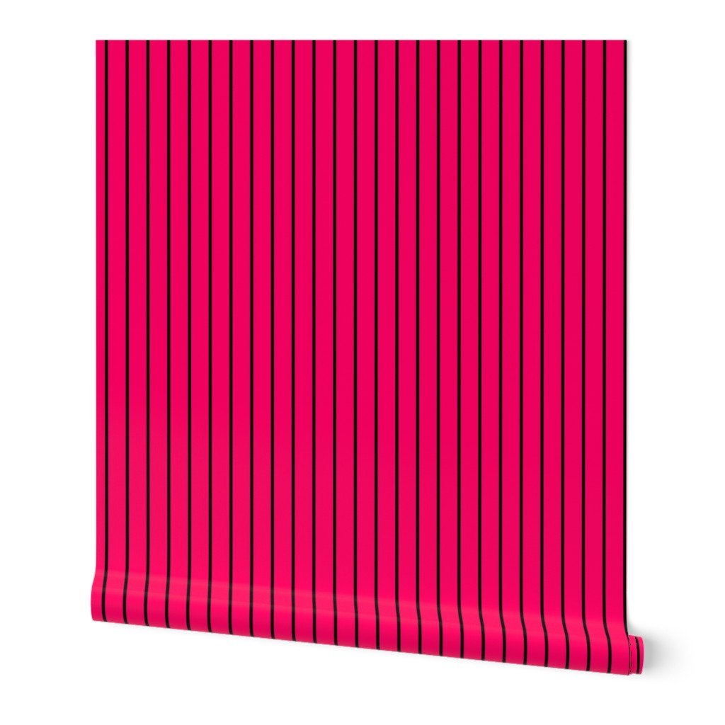 Classic wider 1 Inch Black Pinstripe on a Bright Hot Pink Background Wallpaper Classic wider 1 Inch Black Pinstripe on a Bright Hot Pink Background Wallpaper