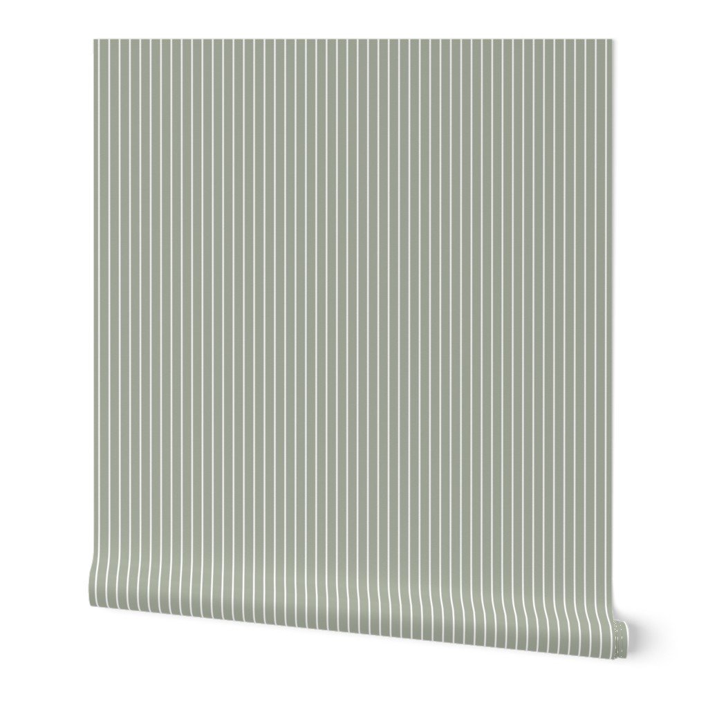 Classic 1/2 Inch White Pinstripe on a Desert Sage Grey Green Background Wallpaper Classic 1/2 Inch White Pinstripe on a Desert Sage Grey Green Background Wallpaper