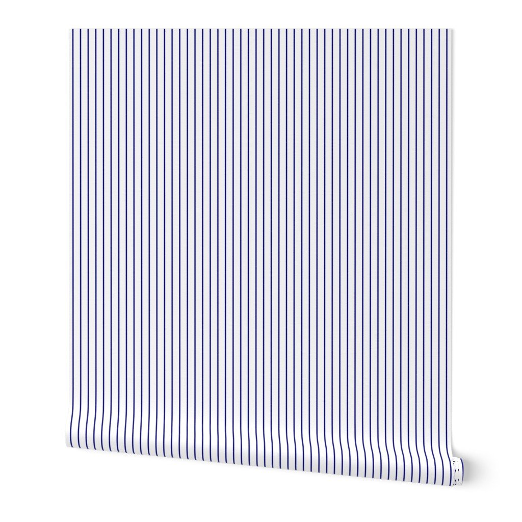 Classic 1/2 Inch Navy Blue Pinstripe on a White Background Wallpaper Classic 1/2 Inch Navy Blue Pinstripe on a White Background Wallpaper