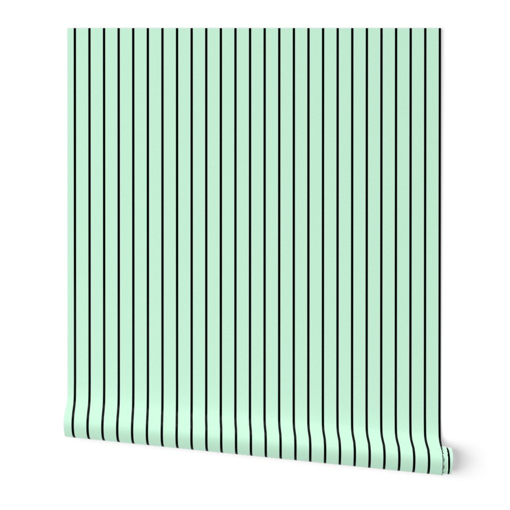 Classic wider 1 Inch Black Pinstripe on a Summer Mint Green Background Wallpaper Classic wider 1 Inch Black Pinstripe on a Summer Mint Green Background Wallpaper