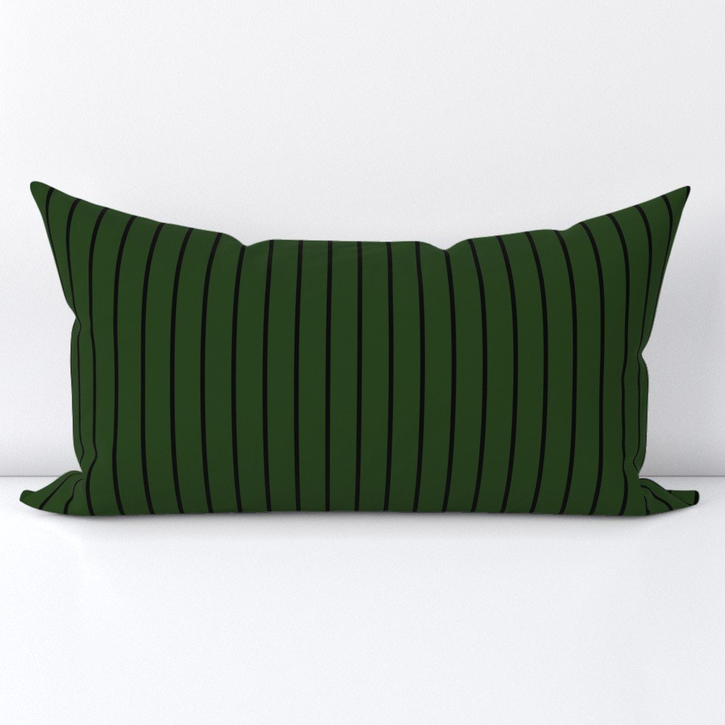 Classic wider 1 Inch Black Pinstripe on a Dark Forest Green Background Lumbar Throw Pillow Classic wider 1 Inch Black Pinstripe on a Dark Forest Green Background Lumbar Throw Pillow