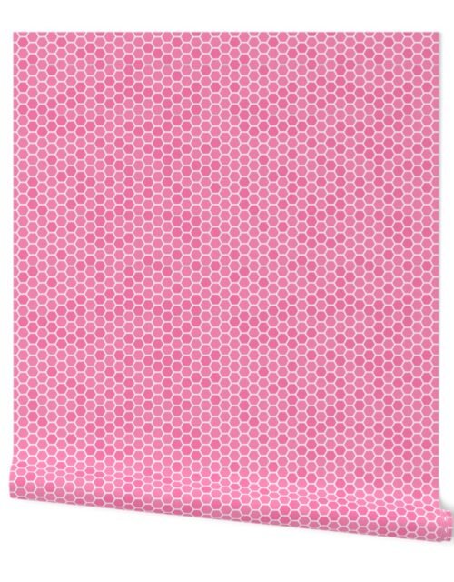 Small Bright Pink Honeycomb Bee Hive Geometric Hexagonal Design Wallpaper