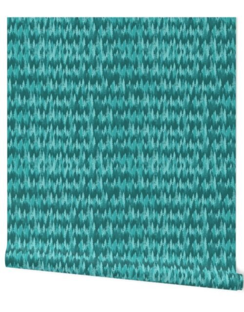 Small Endless Evergreen Forest with Fir Trees in Shades of Aqua Blue Wallpaper
