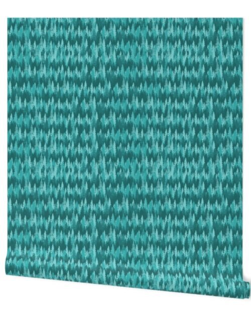 Endless Evergreen Forest with Fir Trees in Shades of Aqua Blue Wallpaper