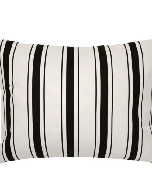 Medium Coal Black Antique Vintage Mattress Ticking Stripe on Cream Standard Pillow Sham