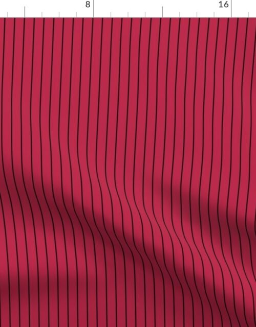 1/2 Inch Viva Magenta  with Black Pin Stripes Fabric