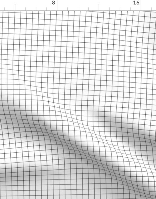1/2  inch Black Grid Lines on White Fabric