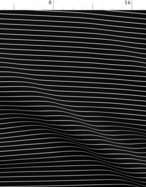 1/2  inch Classic Horizontal White Baseball Stripe Lines On Black Fabric