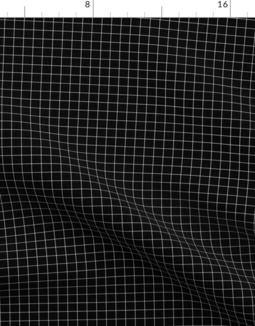 1/2  inch White Grid Lines on Black Fabric