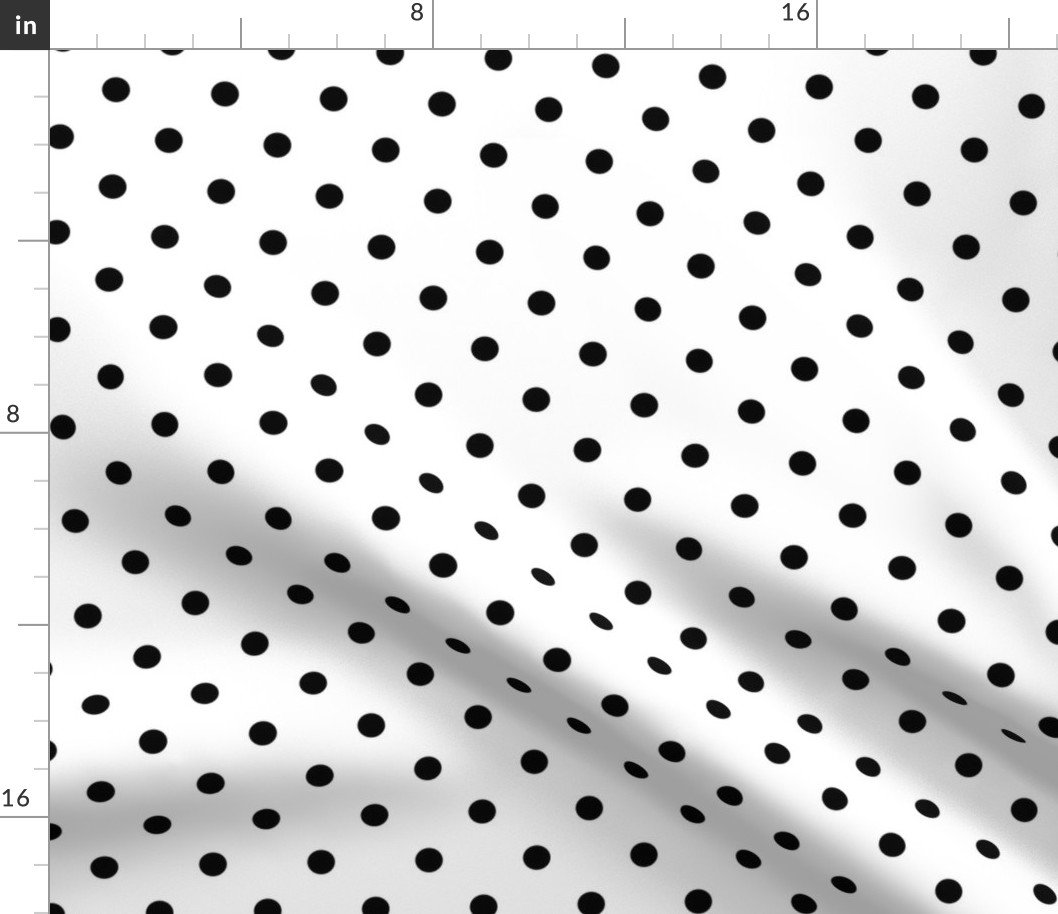 1/2 inch Classic Black Polkadots on White Fabric 1/2 inch Classic Black Polkadots on White Fabric