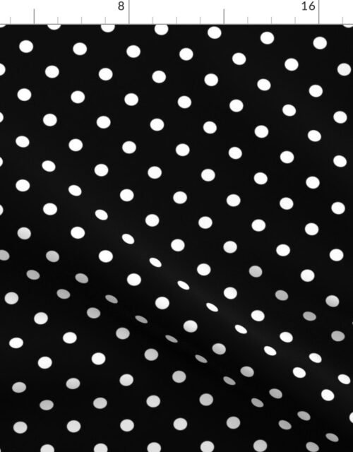 1/2 inch Classic White Polkadots on Black Fabric