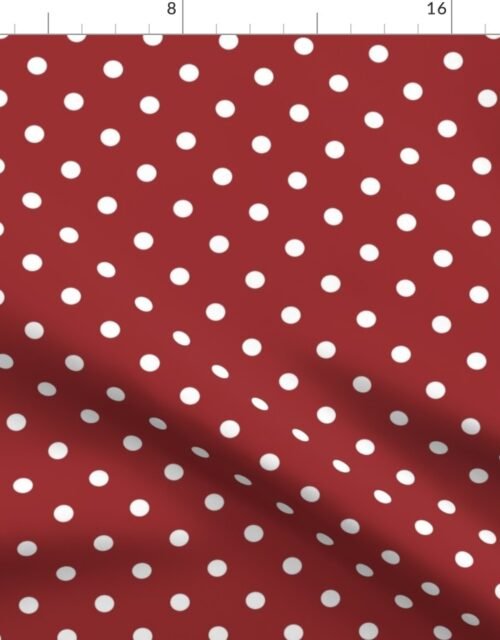 1/2 inch Classic White Polkadots on Lava Falls Red Fabric