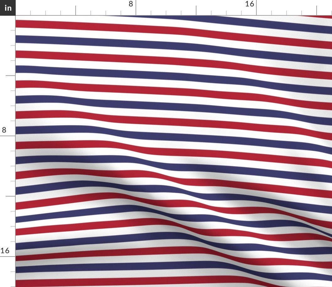 1/2 inch Flag Red, White and Blue Alternating H Stripes Fabric 1/2 inch Flag Red, White and Blue Alternating H Stripes Fabric
