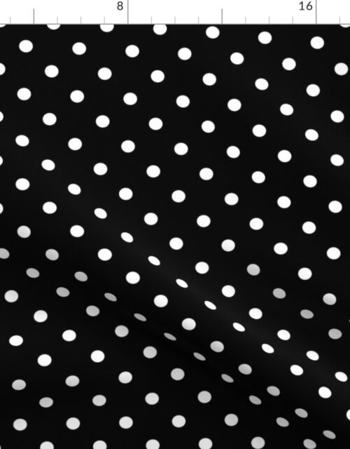 1/2 inch White Polkadots on Black Fabric