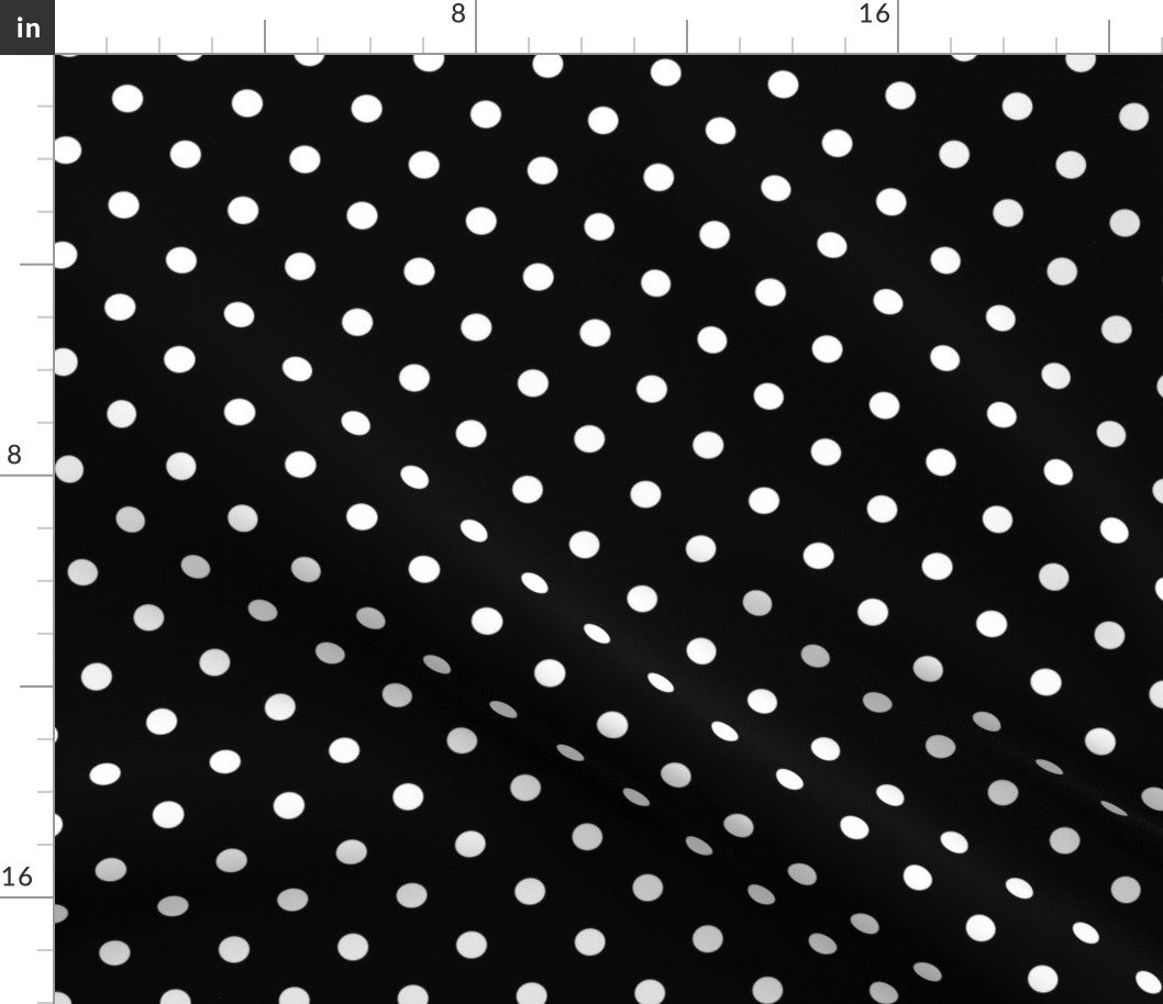 1/2 inch White Polkadots on Black Fabric 1/2 inch White Polkadots on Black Fabric