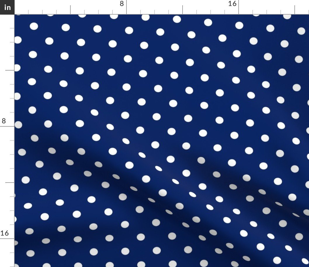 1/2 inch White Polkadots on Navy Blue Fabric 1/2 inch White Polkadots on Navy Blue Fabric